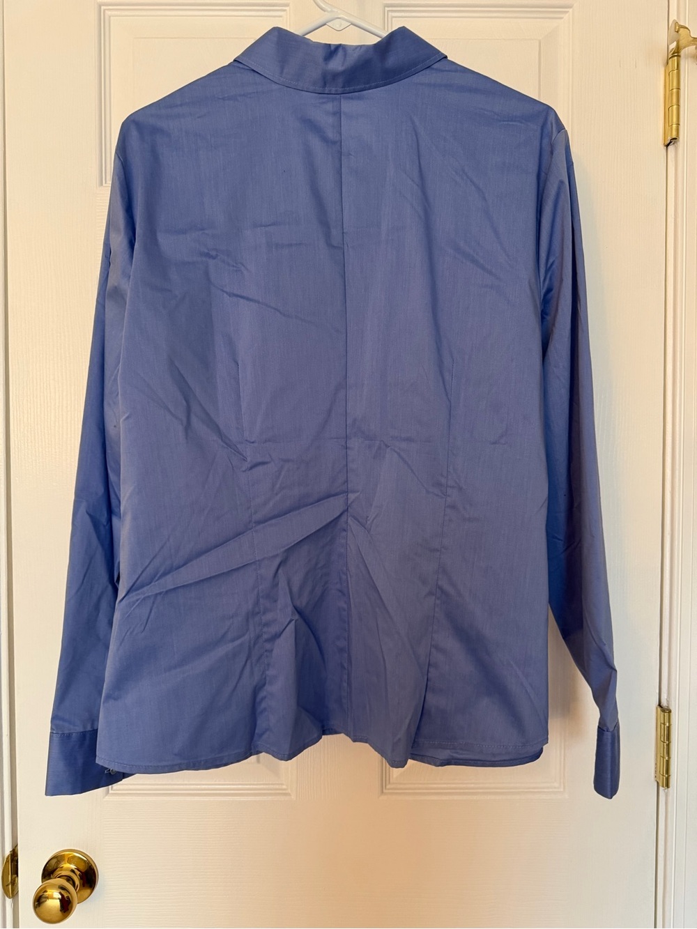 New York & Company Blue Stretch Button-Back Shirt - Picture 5 of 5